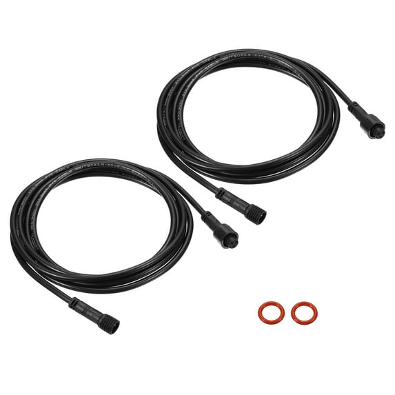 Uxcell 6.56ft 3 Pin 22 AWG Cord Waterproof IP67 Connector Extension Cable Wire Black 2 Pack