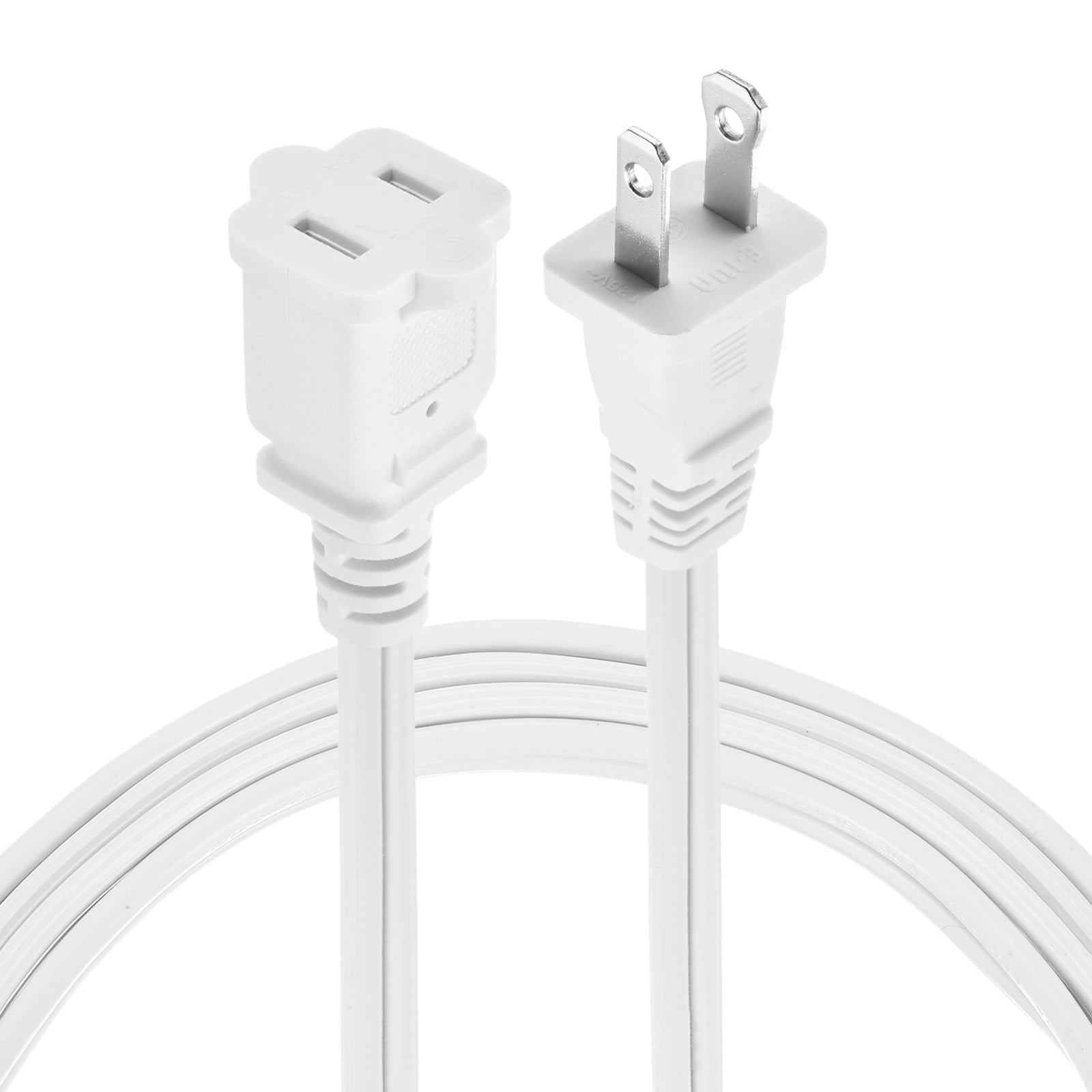 Uxcell 6.5Ft Extension Cord, SPT-2 18AWG ETL Listed 5 Pack White Indoor Outdoor Extension Cord 2 Prong Power Wire Female/Male Low-Profile Plug for Lamp TV