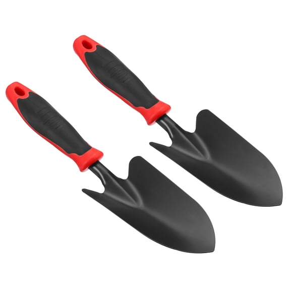 Uxcell 6.5x3.3" Garden Trowel Thicken Gardening Hand Shovel Garden Hand Tools Flower Beds Transplant Black Red 2 Pack