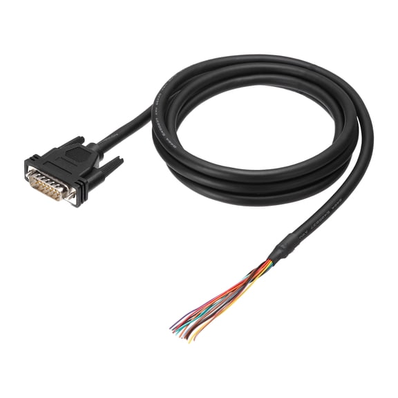 Uxcell 6.6 ft 26AWG DB15 Male Connector to Bare Wire END RS232 15-Pin