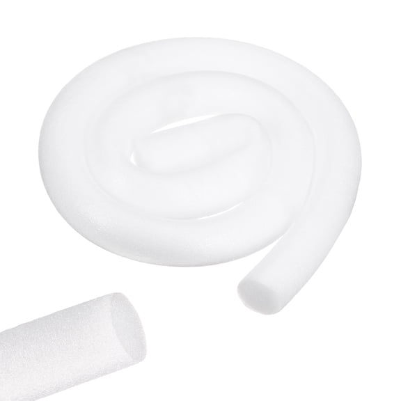 Uxcell 1 Roll 6.5 ft Foam Noodles for Crafts, 2-3/8 Inch Dia Pearl Cotton Tube Rod for Flower Modeling DIY Arts Supplies Sealing Concrete Gaps Filler, Crack Filling, Doors, White