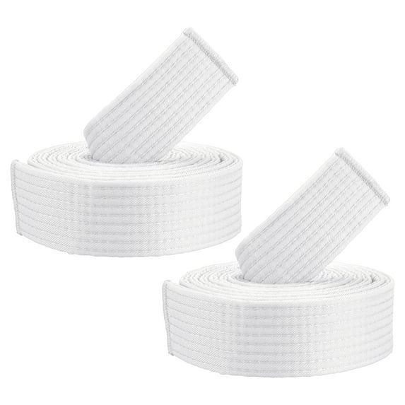 Uxcell 6.6FT Taekwondo Colored Ranking Belts for Competition Training, White 2 Pack