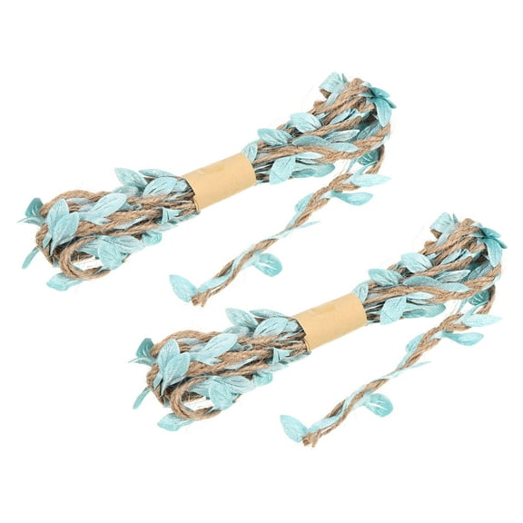 Uxcell 6.6ft 5mm Burlap Leaf Ribbon Artificial Vine Natural Jute Rope Twine, Sky Blue 2 Pack