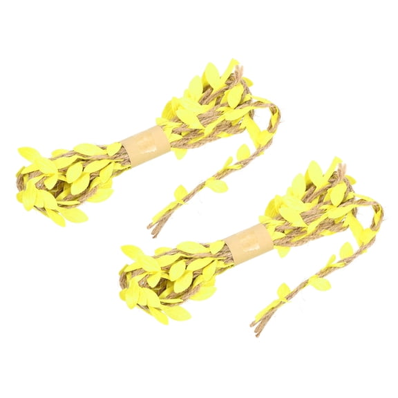 Uxcell 6.6ft 5mm Burlap Leaf Ribbon Artificial Vine Natural Jute Rope Twine, Yellow 2 Pack