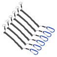thumbnail image 1 of Uxcell 6.6ft Fishing Lanyard Coiled Ropes Retractable with Blue Metal Clip Keychain, Clear Black 6 Pack, 1 of 6