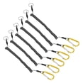 thumbnail image 1 of Uxcell 6.6ft Fishing Lanyard Coiled Ropes Retractable with Yellow Metal Clip Keychain, Clear Black 6 Pack, 1 of 6