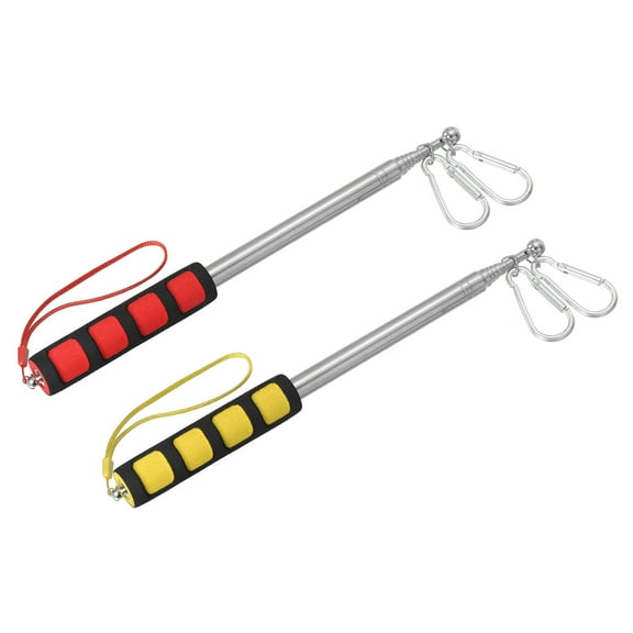 Uxcell 6.6ft Telescopic Handheld Flagpoles Tour Guide Flag Pole with Clips for Teaching Red, Yellow, 2 Pack