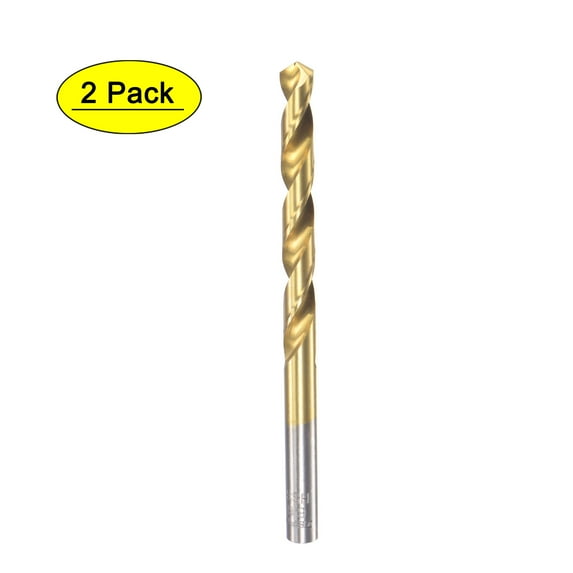 Uxcell 6.6mm High Speed Steel Straight Shank Twist Drill Bit Fully Ground Titanium Coated 2 Pack