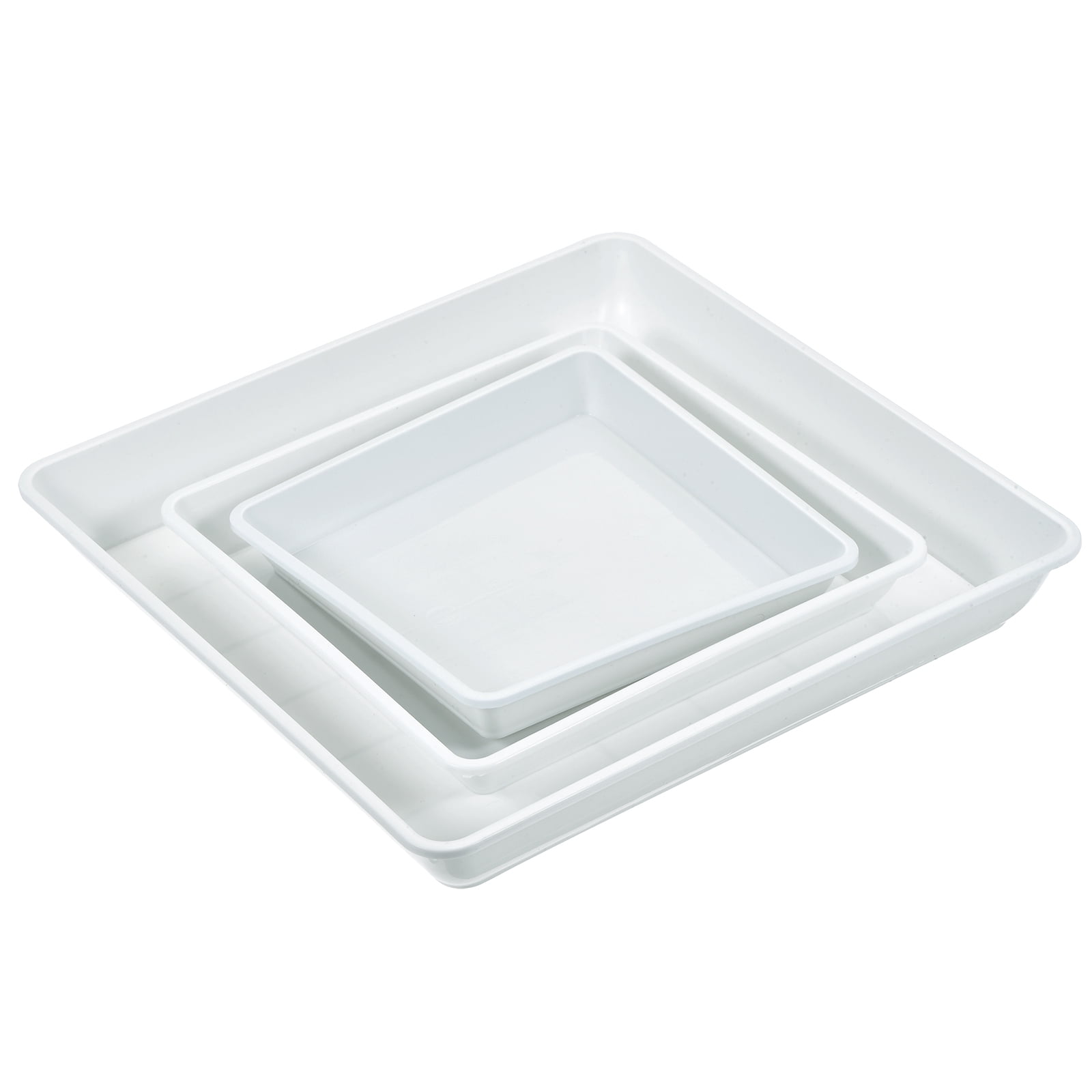 Uxcell 6" 7" 10" Plastic Square Plant Pot Saucer Flower Drip Tray, White 6in1 Set