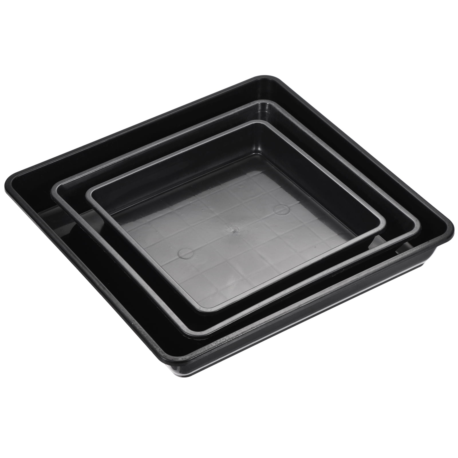 Uxcell 6" 7" 9" Plastic Square Plant Pot Saucer Flower Drip Tray, Black 6in1 Set