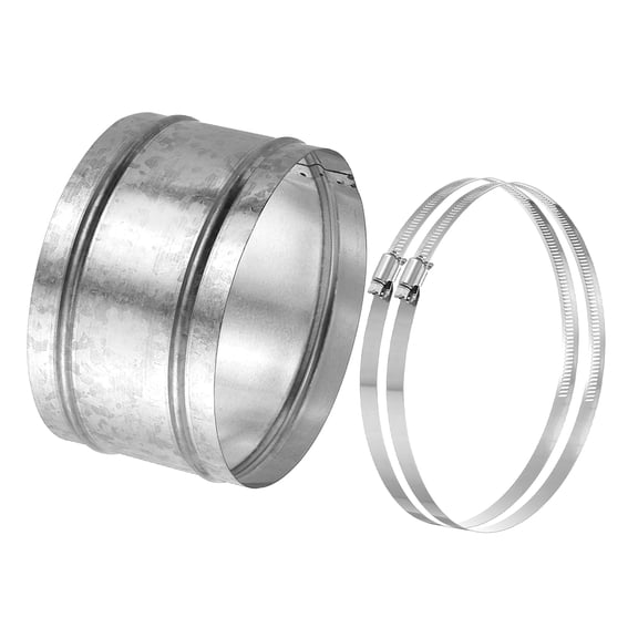 Uxcell 6.7" Duct Connector, 1 Set Galvanized Iron Duct Coupling Vent Coupler Dryer Pipe Coupling Hose Extension Connector with Duct Clamps for HVAC Exhaust Fan Vent Systems, 4" Long
