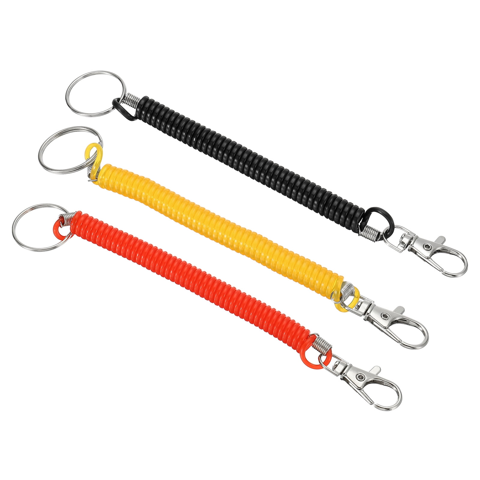 Uxcell 6.7" Spiral Retractable Spring Coil Keychain, 3 Pack, Red Yellow ...