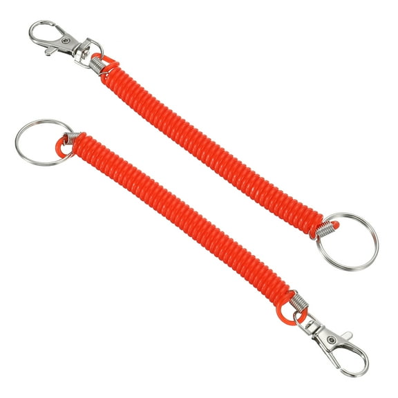 Uxcell 6.7" Spiral Retractable Spring Coil Keychain Stretch Cord Key Ring for Keys Wallet Cellphone, Red 2 Pack