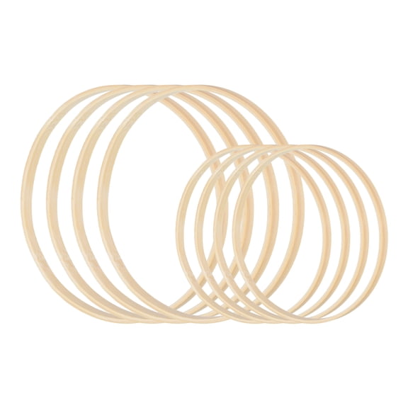 Uxcell 6"/8" Bamboo Macrame Floral Hoop Craft Rings for DIY Decor 12Pcs