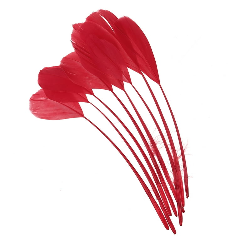 Uxcell 6-8 Inch Goose Feathers, 50 Pack Bulk Natural Feathers for Crafts  Style 4, Red 