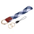 thumbnail image 1 of Uxcell 6.8" Keychain Wristlet Key Chain Bracelet with Double Rings Blue White, 1 of 5