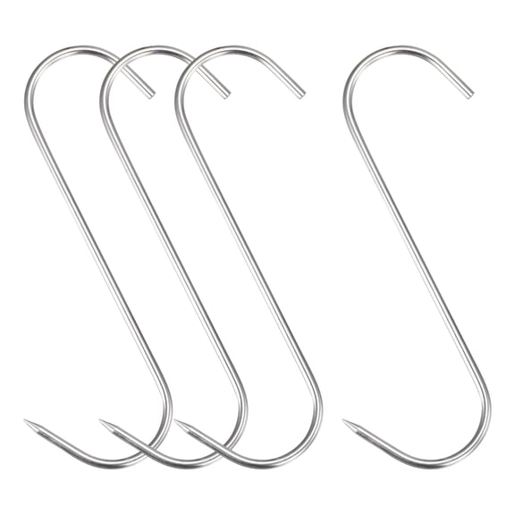Uxcell 6.89" Meat Hooks, 0.16" Thick Stainless Steel S-Hook, Meat Processing Hanging 4Pack