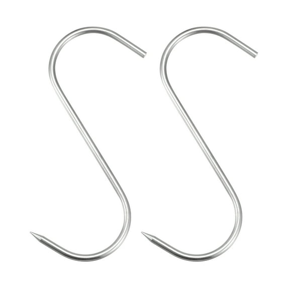 Uxcell 6.89" Meat Hooks, 0.24" Thick Stainless Steel S-Hook, Meat Processing Hanging 2Pack