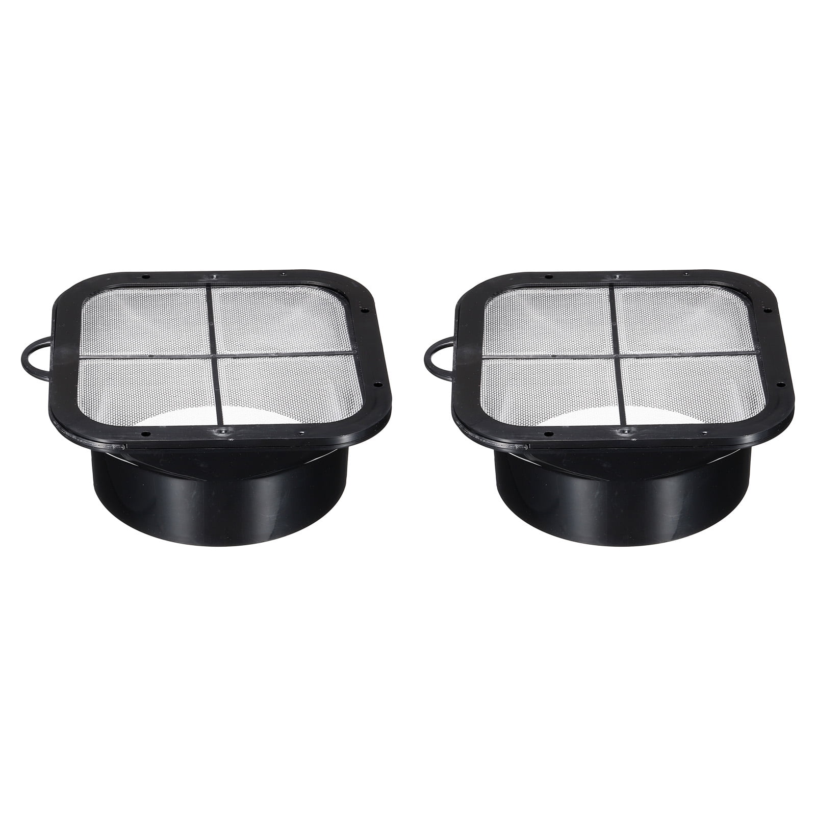 Uxcell 6" ABS Duct Connector Flange Exhaust Hose Flange Ventilation Duct with Filter Mesh Black 2 Pack