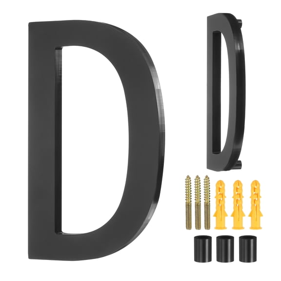 Uxcell 6" Acrylic Modern Floating House Letters for Outside Address(Letter D, Black)