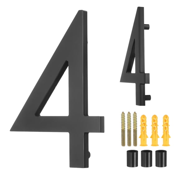 Uxcell 6" Acrylic Modern Floating House Numbers for Outside Address(Number 4, Black)