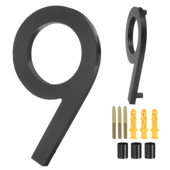 Uxcell 6" Acrylic Modern Floating House Numbers for Outside Address(Number 9, Black)