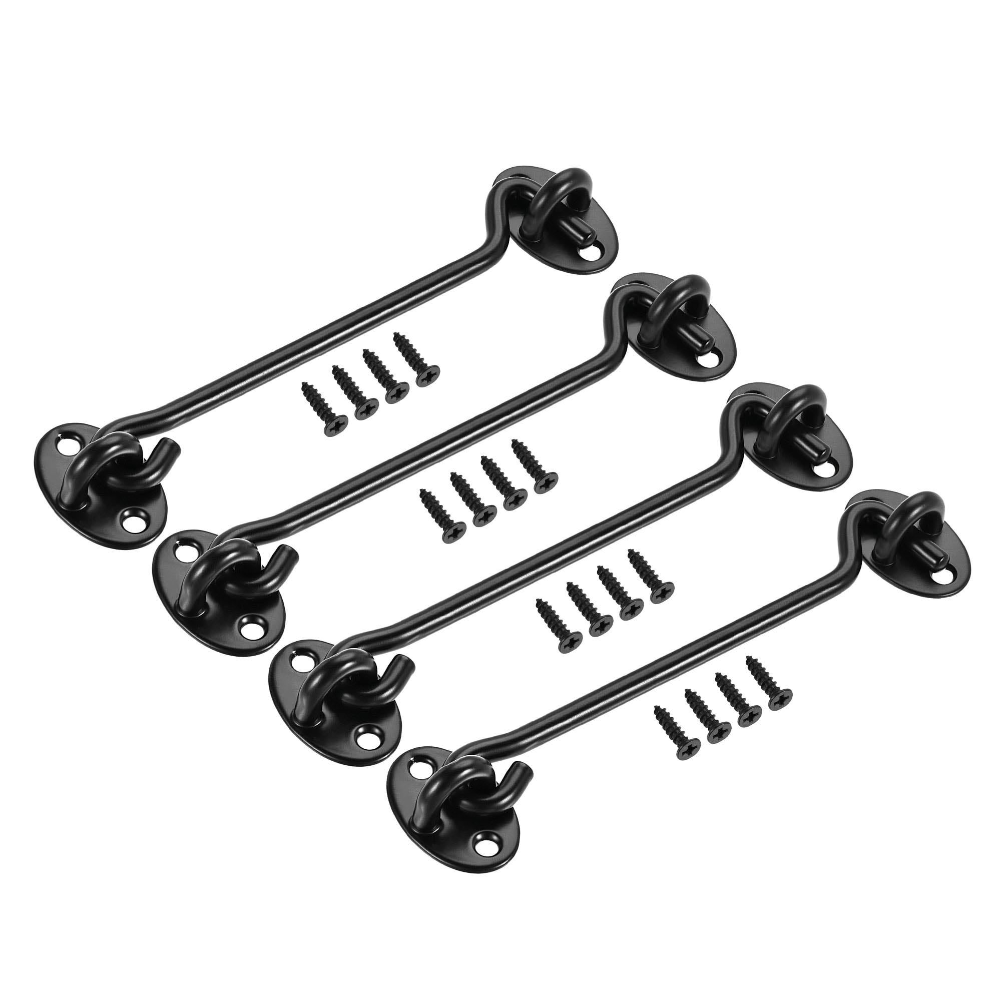 Uxcell 6" Cabin Hook Latch 201 Stainless Steel with Screws Black 4 Pack