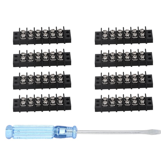 Uxcell 6 Circuits Screw Terminal Blocks, 300V 20A 9.5mm Pitch 6 Positions Dual Rows Terminal Strip with Flat Head Screwdriver for Electrical Wire Connecting, Pack of 8