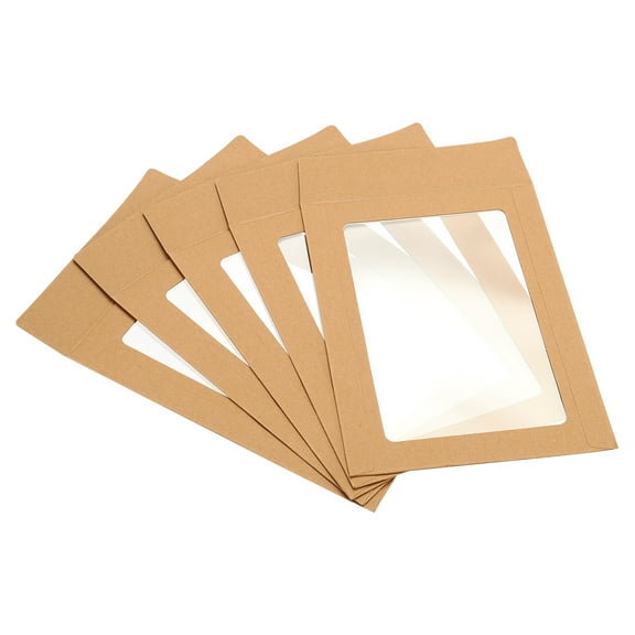 Uxcell 6'' Clear Double Sided Mailing Photos Full Face Window Envelopes, Brown 10 Pack