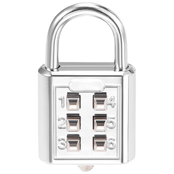 Uxcell 6-Digit Combination Padlock Push Button Locks for Locker Zinc Alloy Silver Tone 1pcs