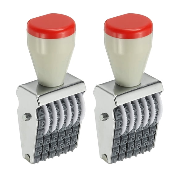 Uxcell 6 Digit Number Roller Stamp, 2Pcs Adjustable Rubber Stamp Symbol Office Date