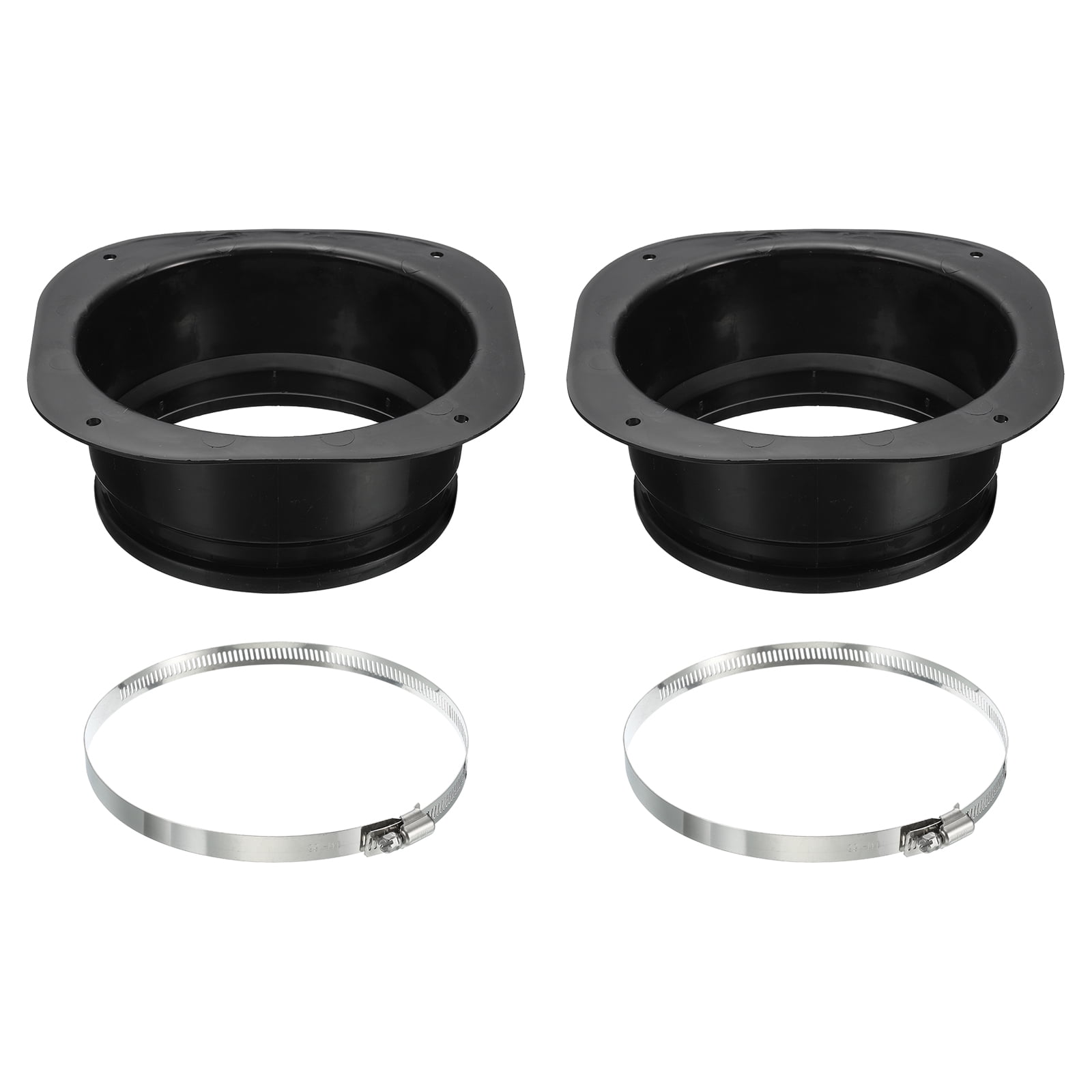Uxcell 6" Duct Connector Flange 2 Pcs Dryer Vent Wall Plate Square to Round with Clamp for Air Cooling Ventilation Black
