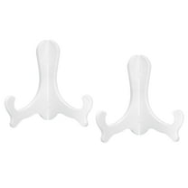 Uxcell 6" Easel Plate Holder, Plastic Folding Display Stand White for Decorative Picture Frame, 2 Pack