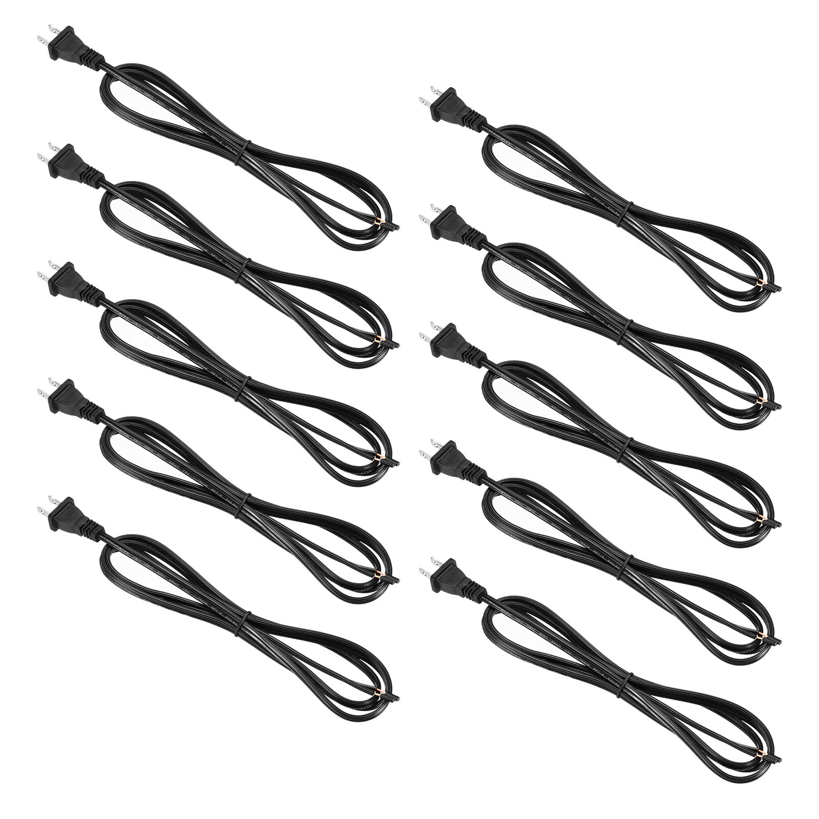 Uxcell 6 Ft Lamp Cord SPT2 18AWG UL Listed Power Wire Black Lamp Cords with Plug, 10 Pack