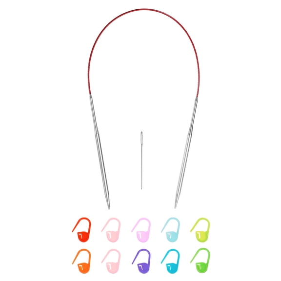 Uxcell 6 Gauge Knitting Circular Needle 16 Inch Metal Round Stainless Steel Needle with Large Eye Sewing & Stitch Markers