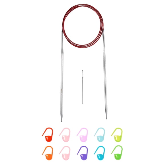Uxcell 6 Gauge Knitting Circular Needle 40 Inch Metal Round Stainless Steel Needle with Large Eye Sewing & Stitch Markers