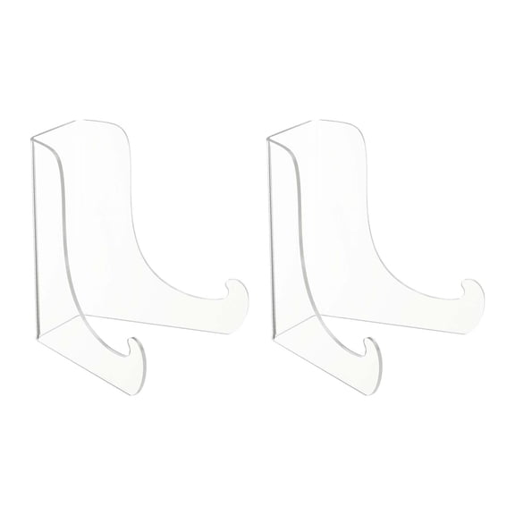 Uxcell 6 Inch Acrylic Plate Display Stand, 2 Pack Large Clear Easel Plate Holder Picture Stands for Display Frames Card Picture CD Book Challenge Coin(Square Tripod)