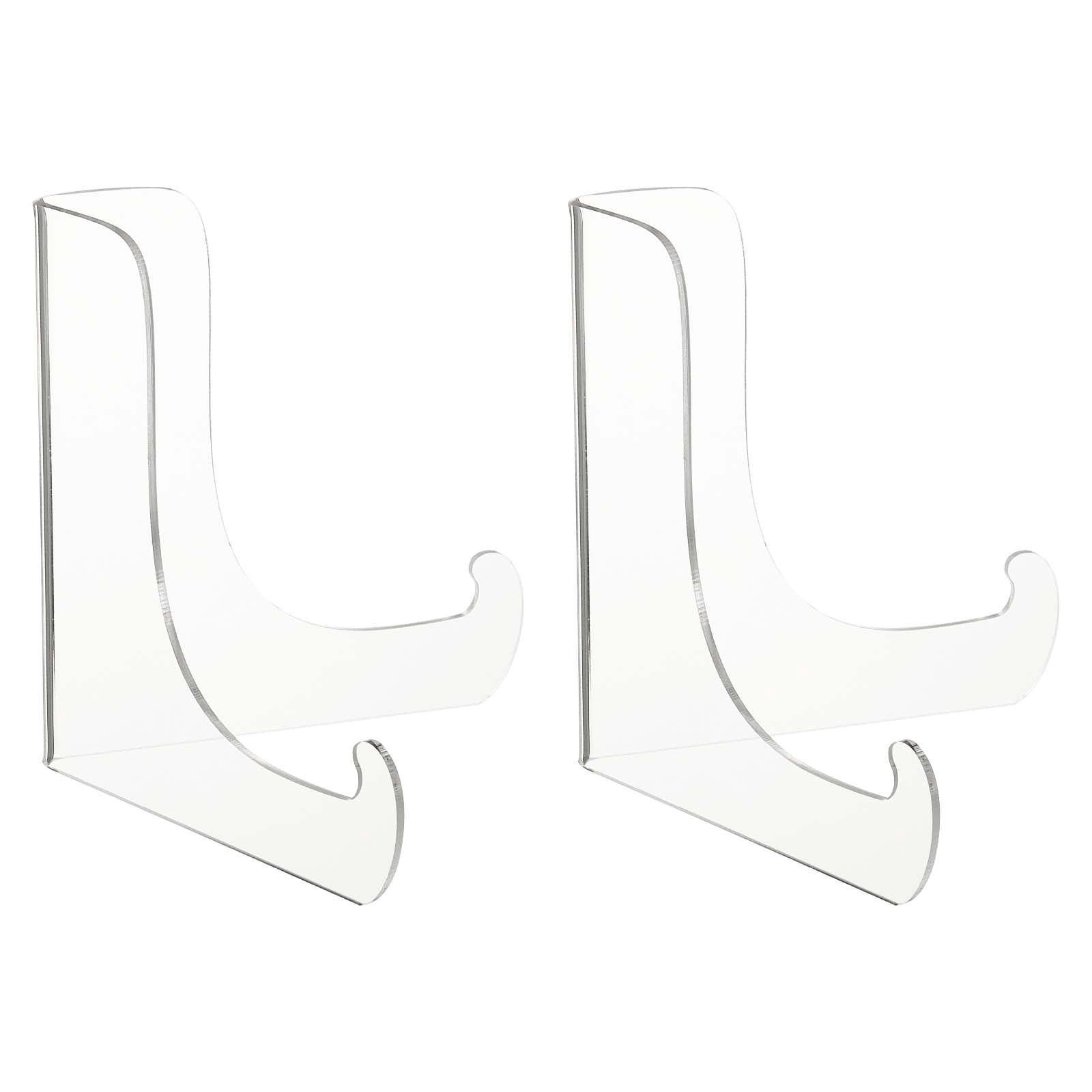 Uxcell 6 Inch Acrylic Plate Display Stand, 2 Pack Large Clear Easel Plate Holder Picture Stands for Display Frames Card Picture CD Book Challenge Coin(Tripod)
