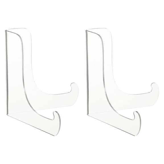 Uxcell 6 Inch Acrylic Plate Display Stand, 2 Pack Large Clear Easel Plate Holder Picture Stands for Display Frames Card Picture CD Book Challenge Coin(Tripod)