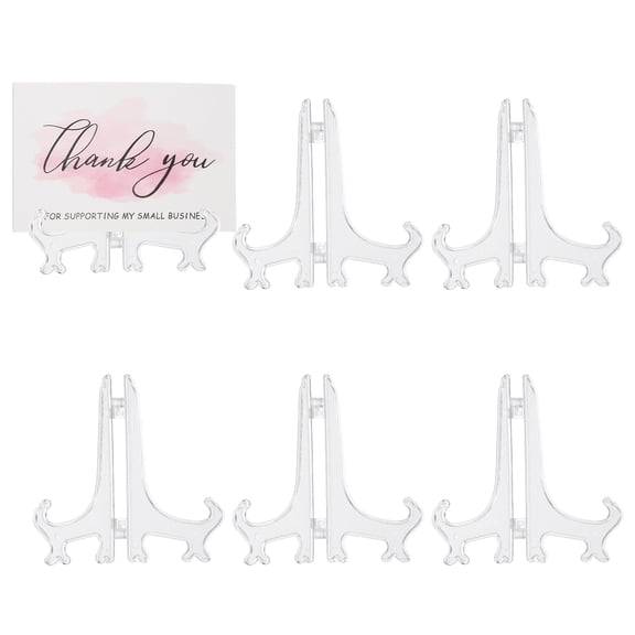 Uxcell 6 Inch Acrylic Plate Stand for Display, 6 Pack Acrylic Easel Display Stand Foldable Clear Easel Plate Holder for Picture Frames Photo Card CD Book Home Decoration, Clear