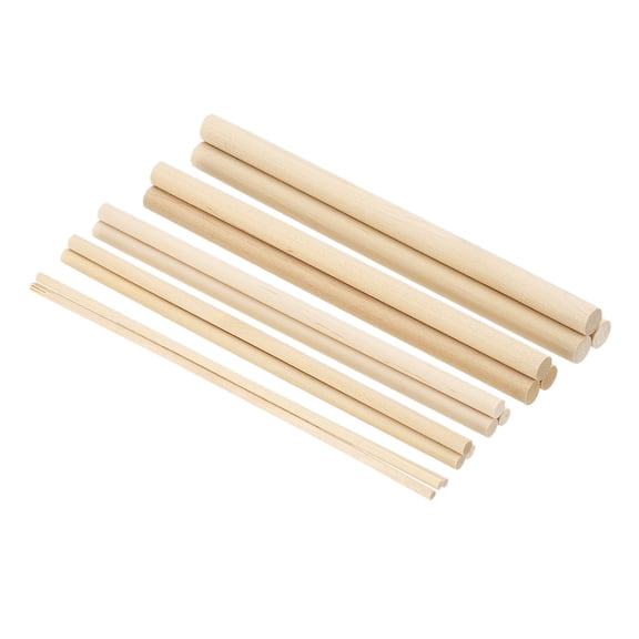 Uxcell 6 Inch Dowel Rods Wood Sticks, Unfinished Wooden Dowel Rods Round 1/8 3/16 15/64 5/16 3/8 Inch 100 Pcs