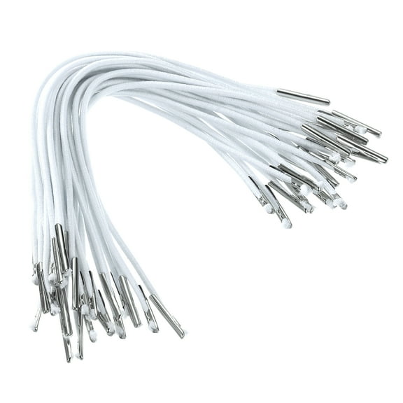 Uxcell 6 Inch Elastic Barbed Cord 1.6mm Loop Stretch Round String with Metal Barb Fasteners White 50Pcs (16.5cm)