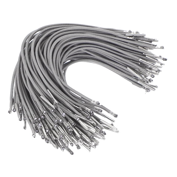 Uxcell 6 Inch Elastic Barbed Cord 2 mm Loop Stretch Round String with Metal Barb Fasteners, Gray 50 Pcs