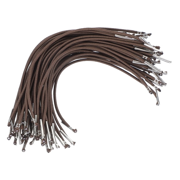 Uxcell 6 Inch Elastic Barbed Cord 2 mm Loop Stretch Round String with Metal Barb Fasteners, Khaki 50 Pcs