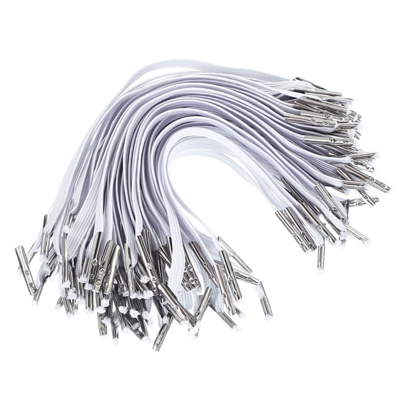 Uxcell 6 Inch Elastic Barbed Cord 6 mm Loop Stretch Flat String with Metal Barb Fasteners, White 100 Pcs