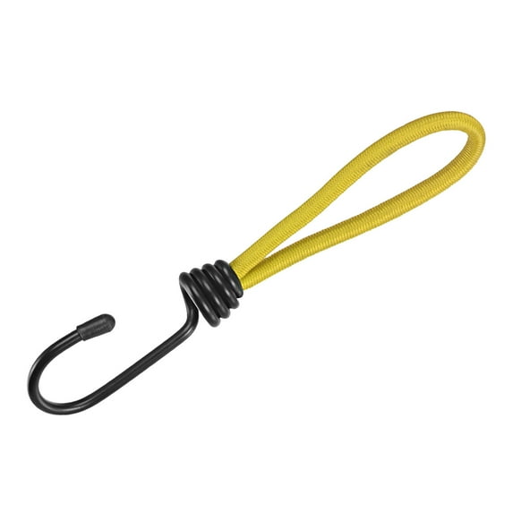 Uxcell 6 Inch Elastic Cord with Hook Fixed Strap for Camping Tent Canopy Yellow