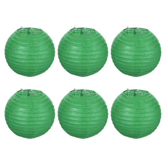 Uxcell 6 Inch Folding Hanging Wedding Home Party Paper Lanterns Dark Green 6 Pack