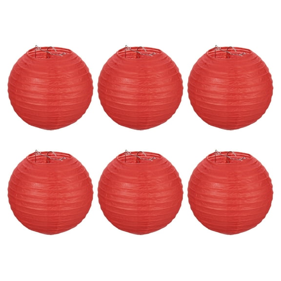 Uxcell 6 Inch Folding Hanging Wedding Home Party Paper Lanterns Red 6 Pack