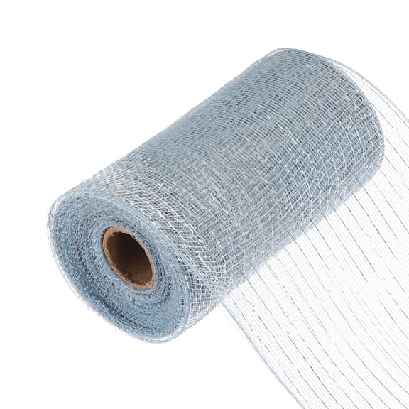 Uxcell 6 Inch Glitter Poly Burlap Mesh for Wreath, Decorative Mesh Fabric Ribbon 10 Yard, Silver