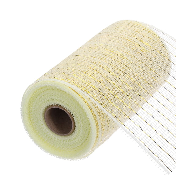 Uxcell 6 Inch Glitter Poly Burlap Mesh for Wreath, Decorative Mesh Fabric Ribbon 10 Yard, linen & Light Gold